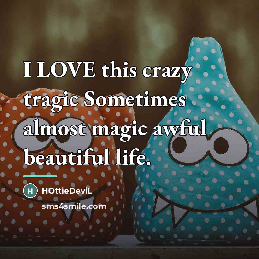 “I LOVE this crazy tragic Sometimes almost magic awful beautiful…” quote by HOttieDeviL