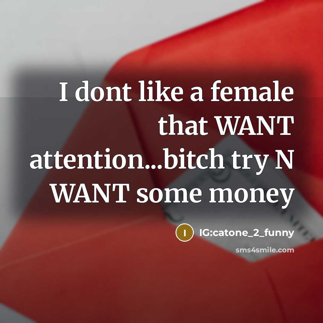 “I dont like a female that WANT attention...bitch try N…” quote by IG:catone_2_funny