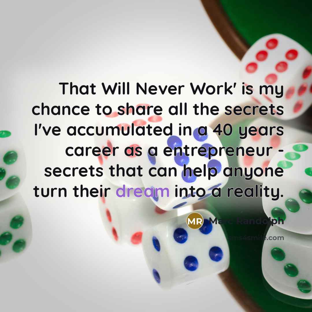 “That Will Never Work' is my chance to share all…” quote by Marc Randolph