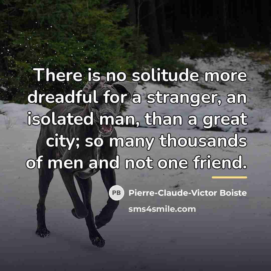 “There is no solitude more dreadful for a stranger, an…” quote by Pierre-Claude-Victor Boiste