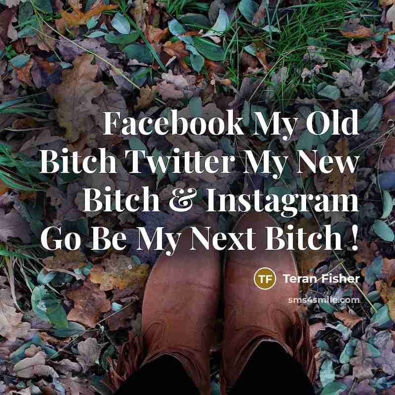 “Facebook My Old Bitch Twitter My New Bitch & Instagram…” quote by Teran Fisher