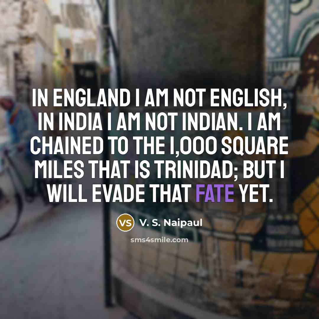 “In England I am not English, in India I am…” quote by V. S. Naipaul