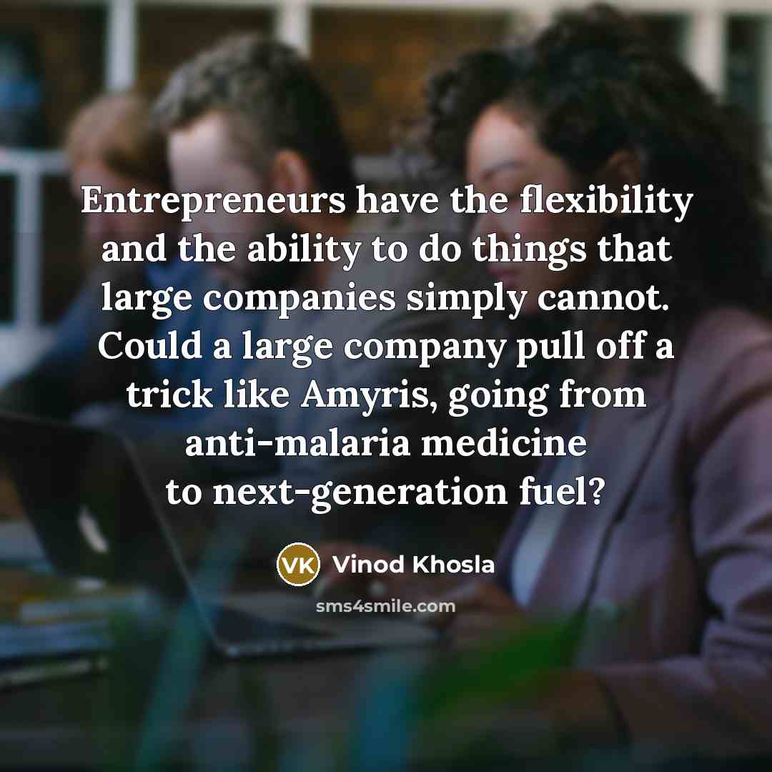 “Entrepreneurs have the flexibility and the ability to do things…” quote by Vinod Khosla