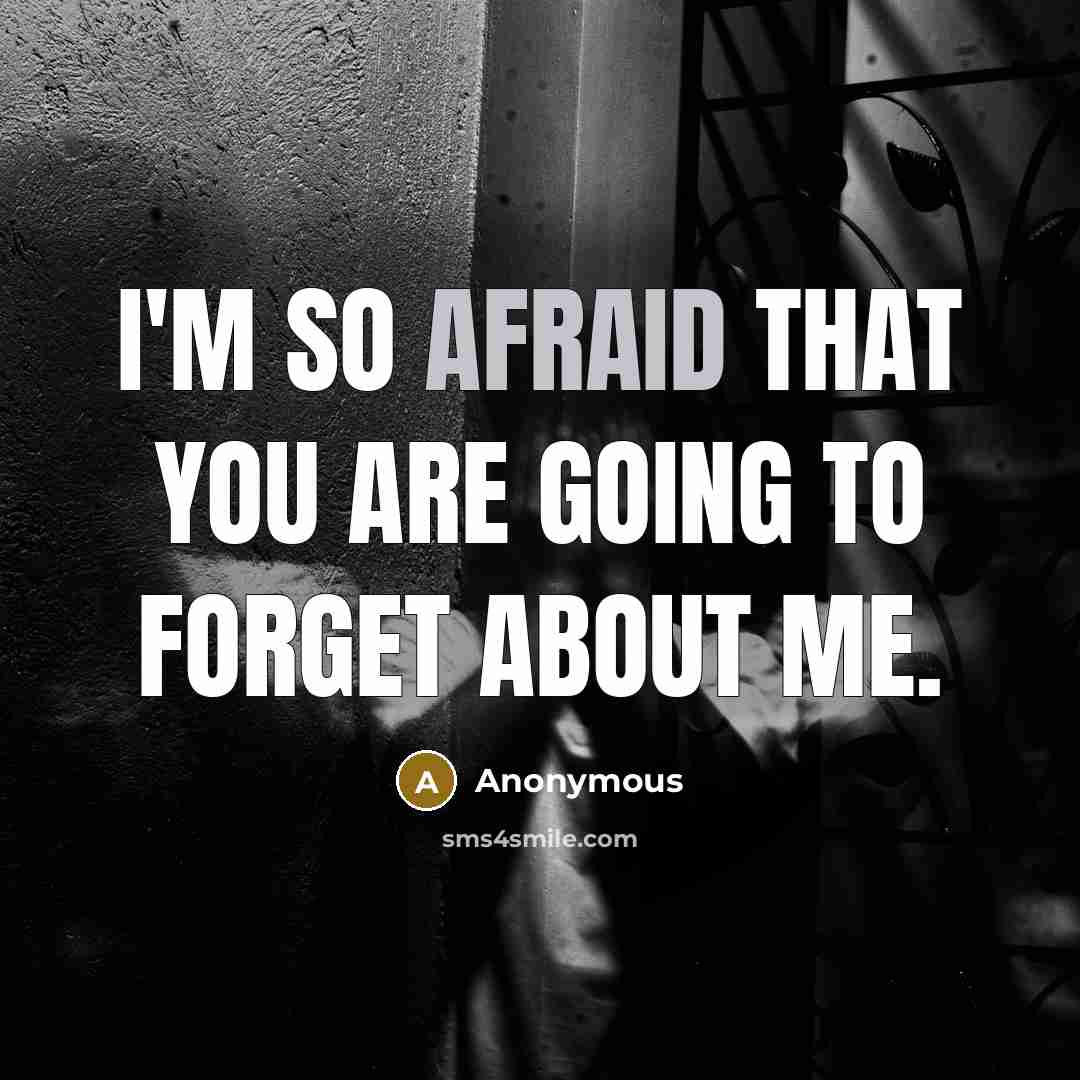 “I'm so afraid that you are going to forget about me.” quote by Anonymous