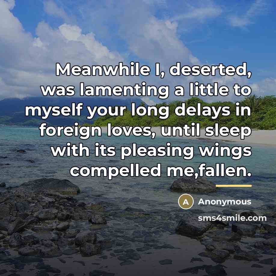 “Meanwhile I, deserted, was lamenting a little to myself your…” quote by Anonymous