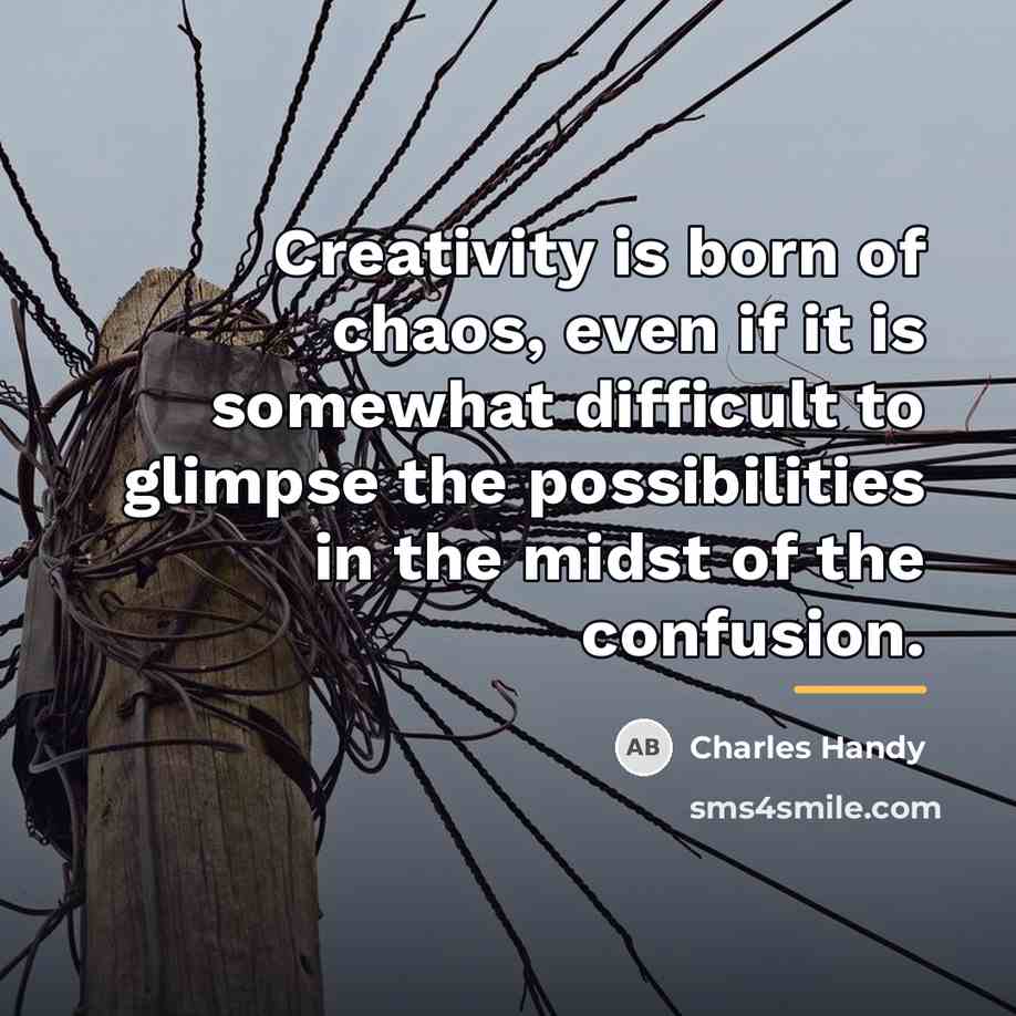 “Creativity is born of chaos, even if it is somewhat…” quote by Charles Handy