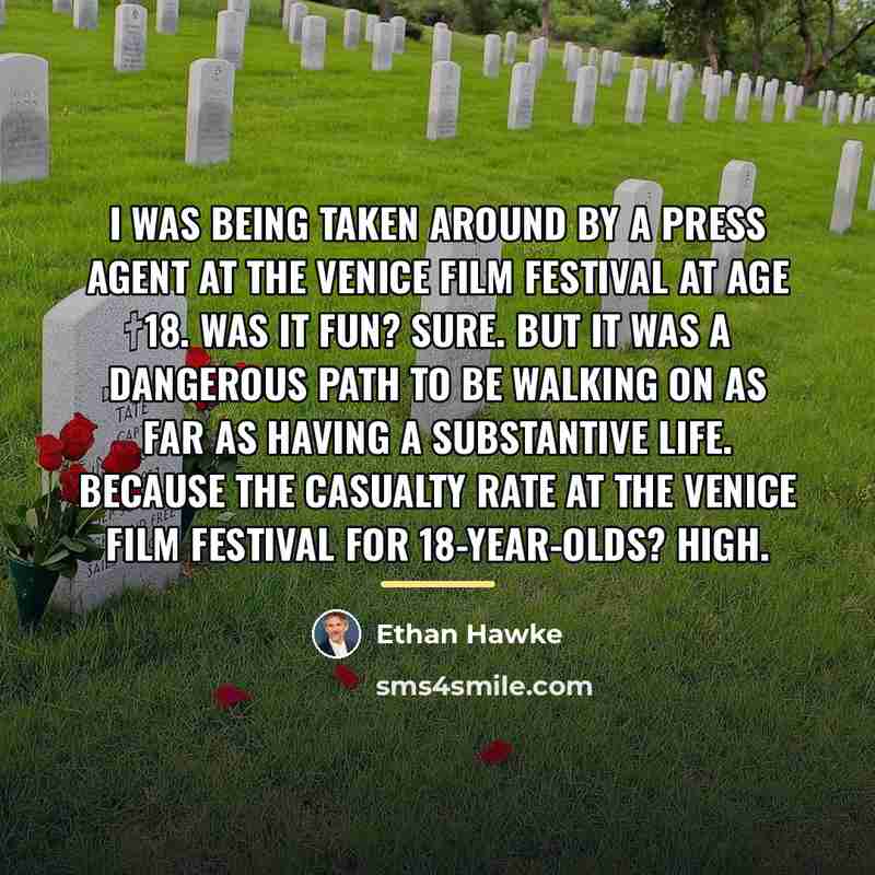 “I was being taken around by a press agent at…” quote by Ethan Hawke