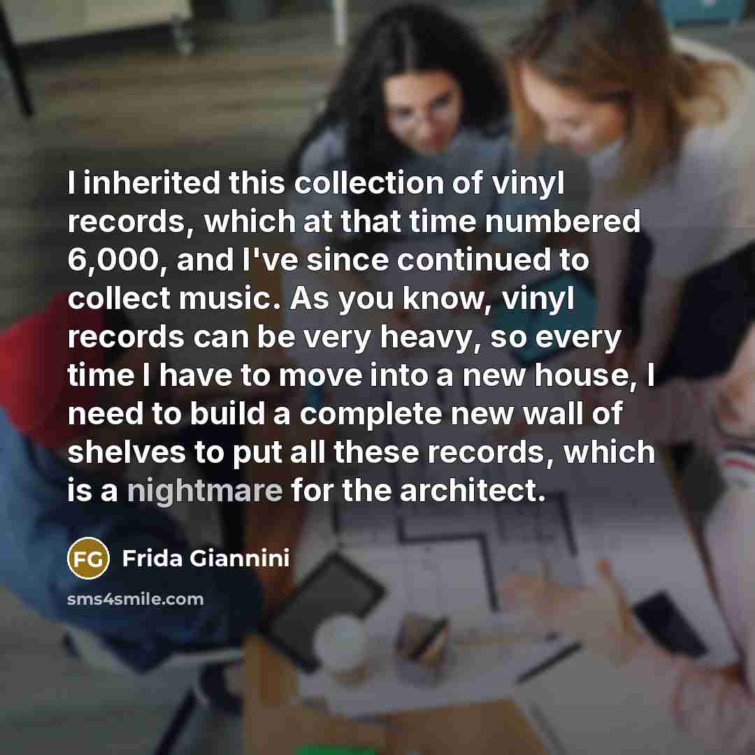 “I inherited this collection of vinyl records, which at that…” quote by Frida Giannini