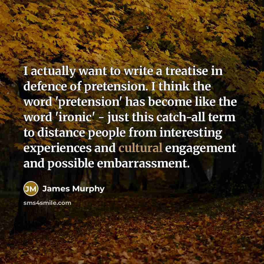 “I actually want to write a treatise in defence of…” quote by James Murphy