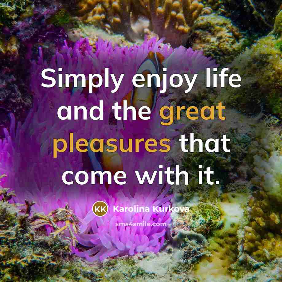 “Simply enjoy life and the great pleasures that come with…” quote by Karolina Kurkova