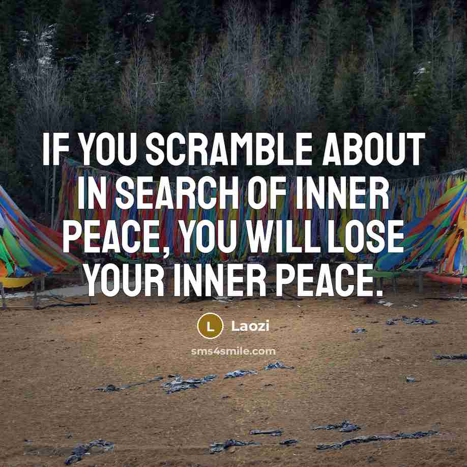 “If you scramble about in search of inner peace, you…” quote by Laozi