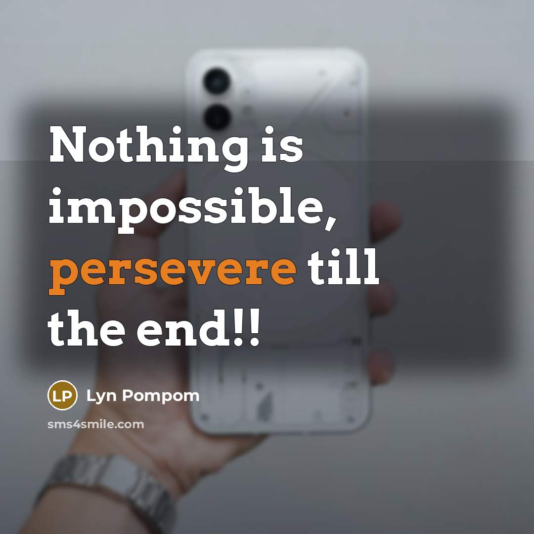 “Nothing is impossible, persevere till the end!!…” quote by Lyn Pompom