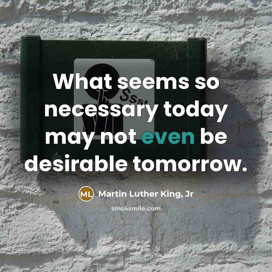 “What seems so necessary today may not even be desirable…” quote by Martin Luther King, Jr