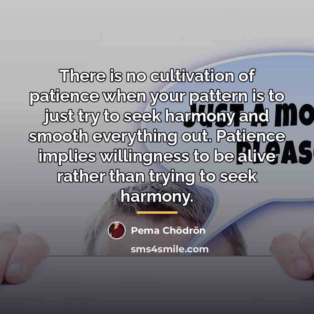 “There is no cultivation of patience when your pattern is…” quote by Pema Chodron