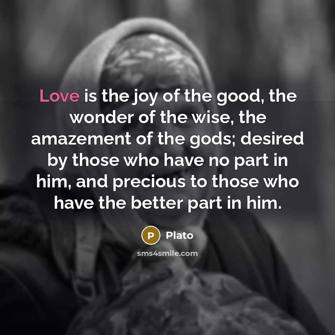 “Love is the joy of the good, the wonder of…” quote by Plato