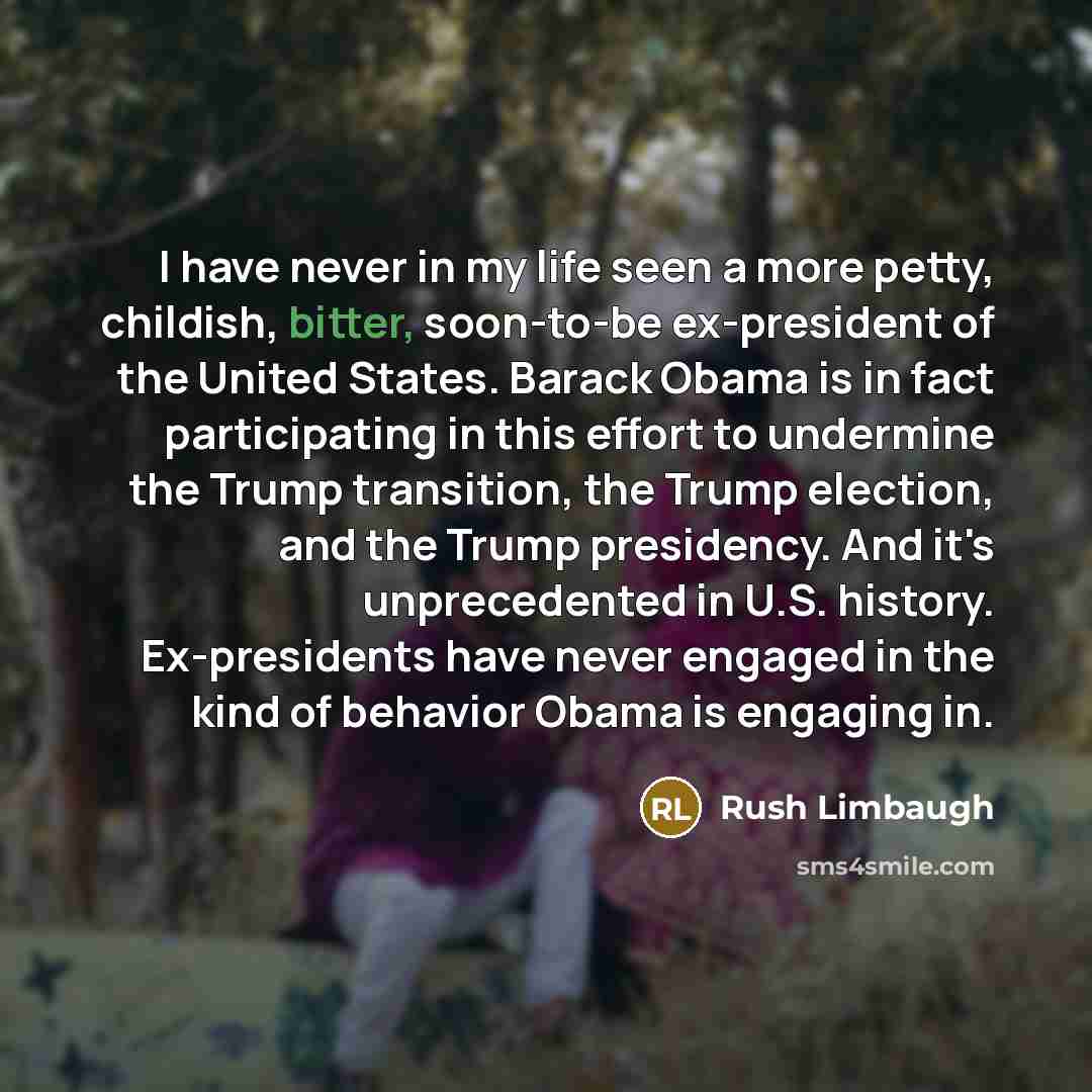 “I have never in my life seen a more petty,…” quote by Rush Limbaugh