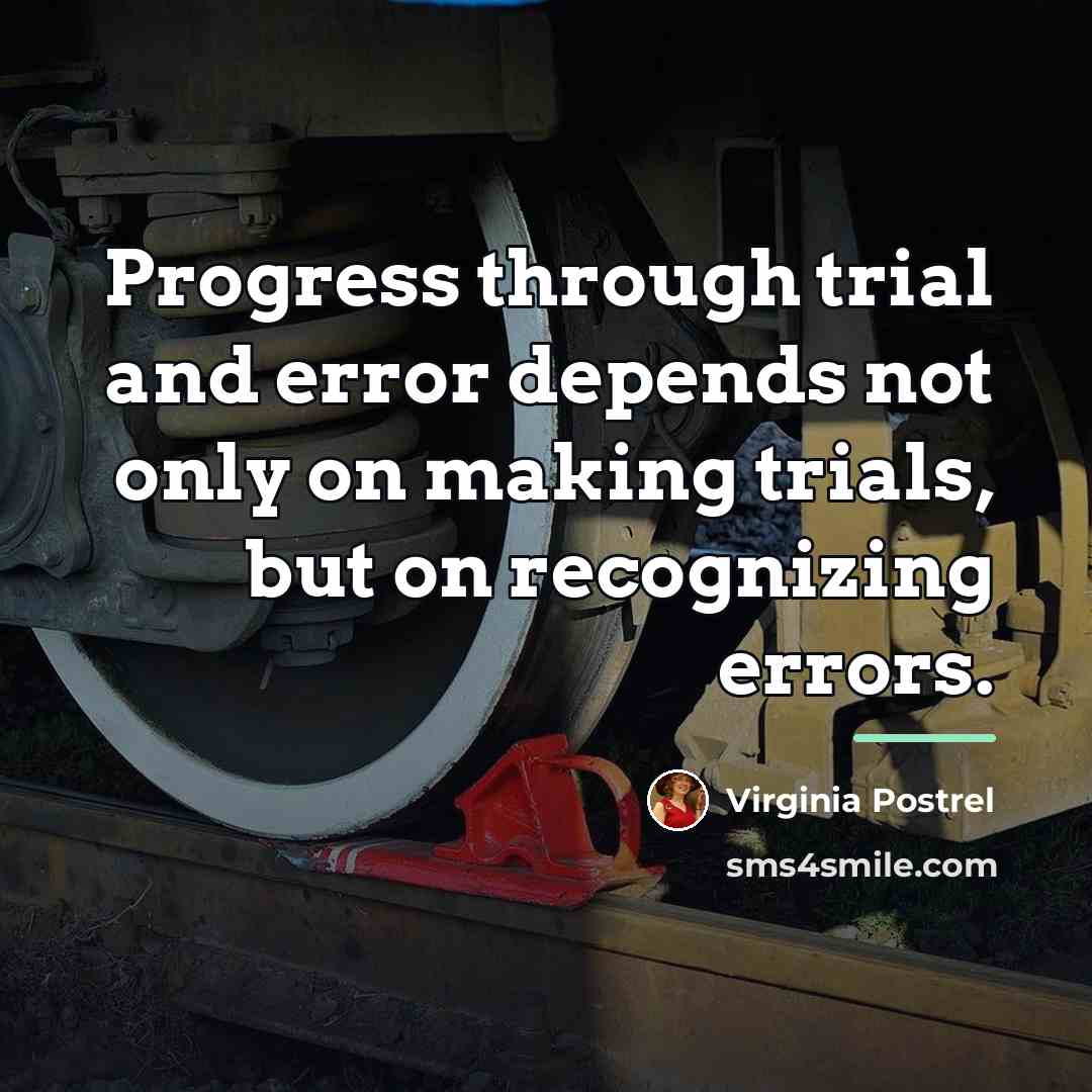 “Progress through trial and error depends not only on making…” quote by Virginia Postrel