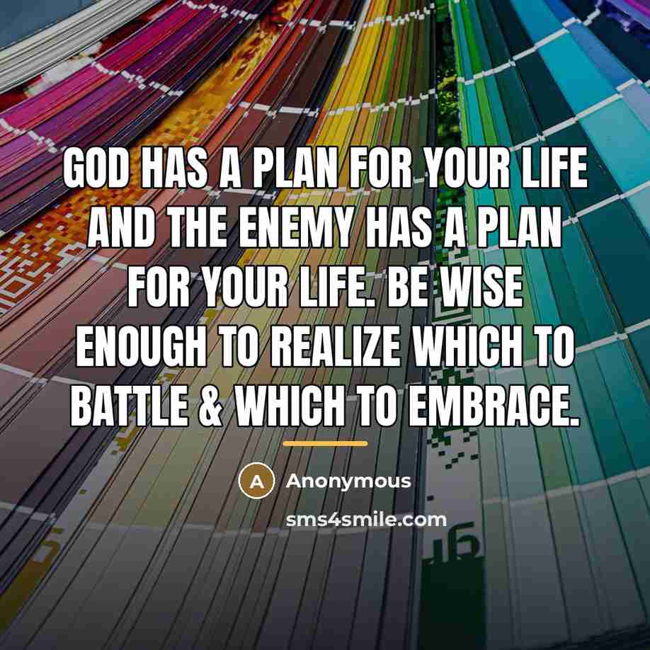 “God has a plan for your life and the enemy…” quote by Anonymous