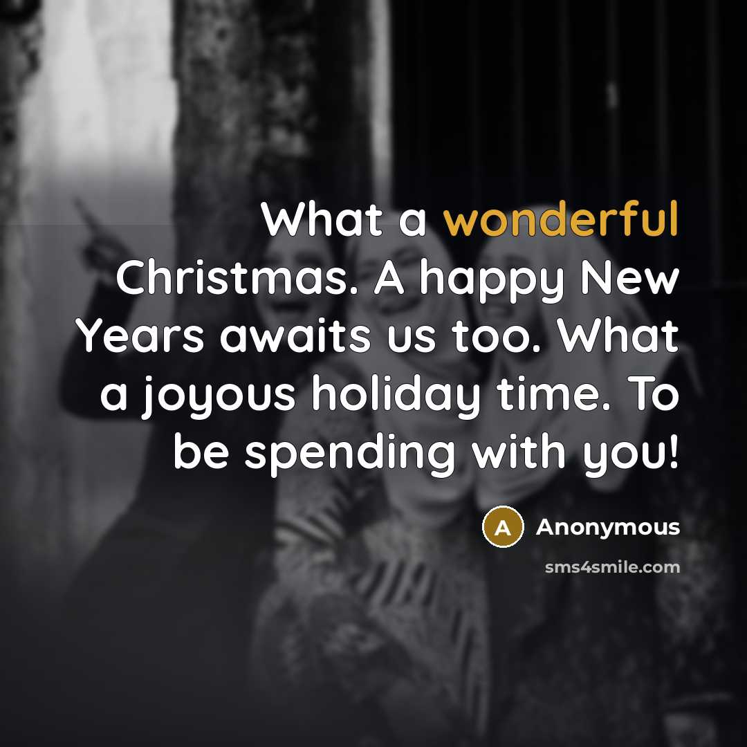 “What a wonderful Christmas. A happy New Years awaits us…” quote by Anonymous
