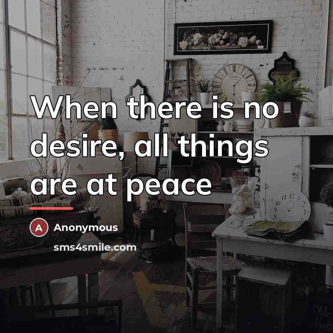 “When there is no desire, all things are at peace…” quote by Anonymous