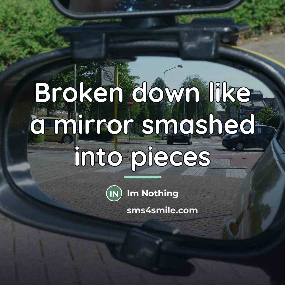 “Broken down like a mirror smashed into pieces…” quote by Im Nothing