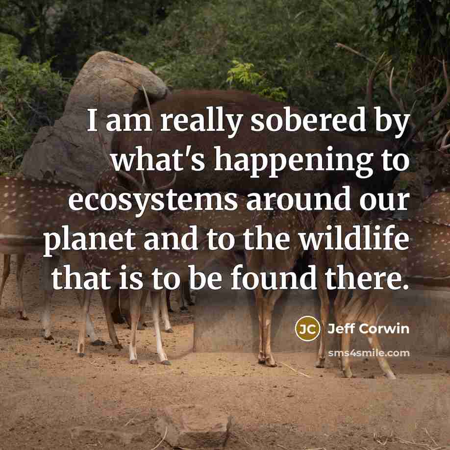 “I am really sobered by what's happening to ecosystems around…” quote by Jeff Corwin