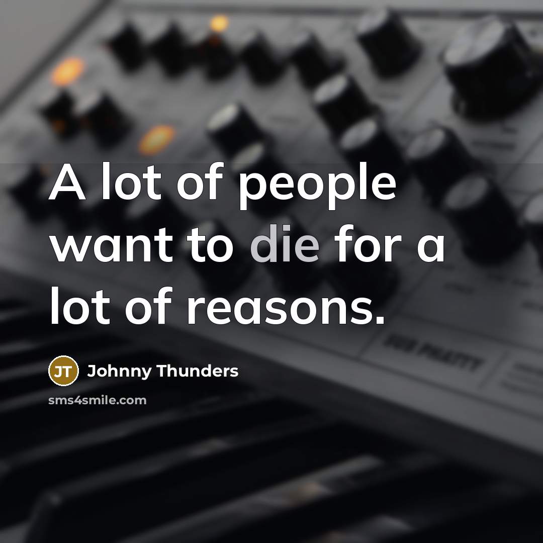 “A lot of people want to die for a lot…” quote by Johnny Thunders