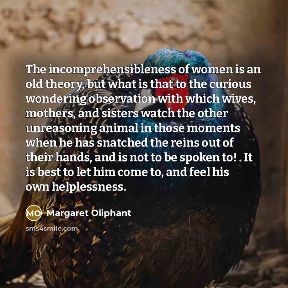 “The incomprehensibleness of women is an old theory, but what…” quote by Margaret Oliphant