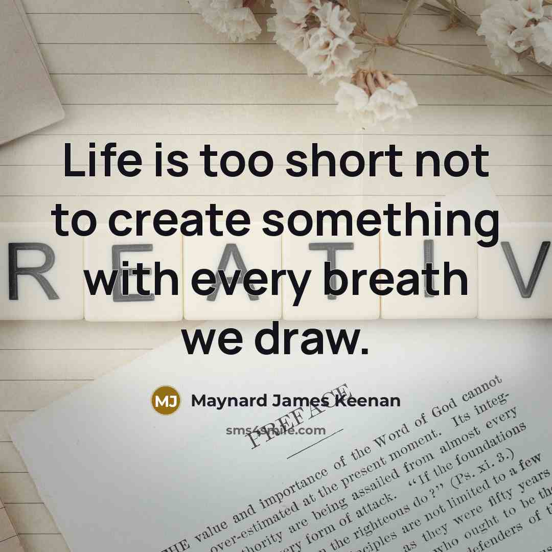 “Life is too short not to create something with every…” quote by Maynard James Keenan
