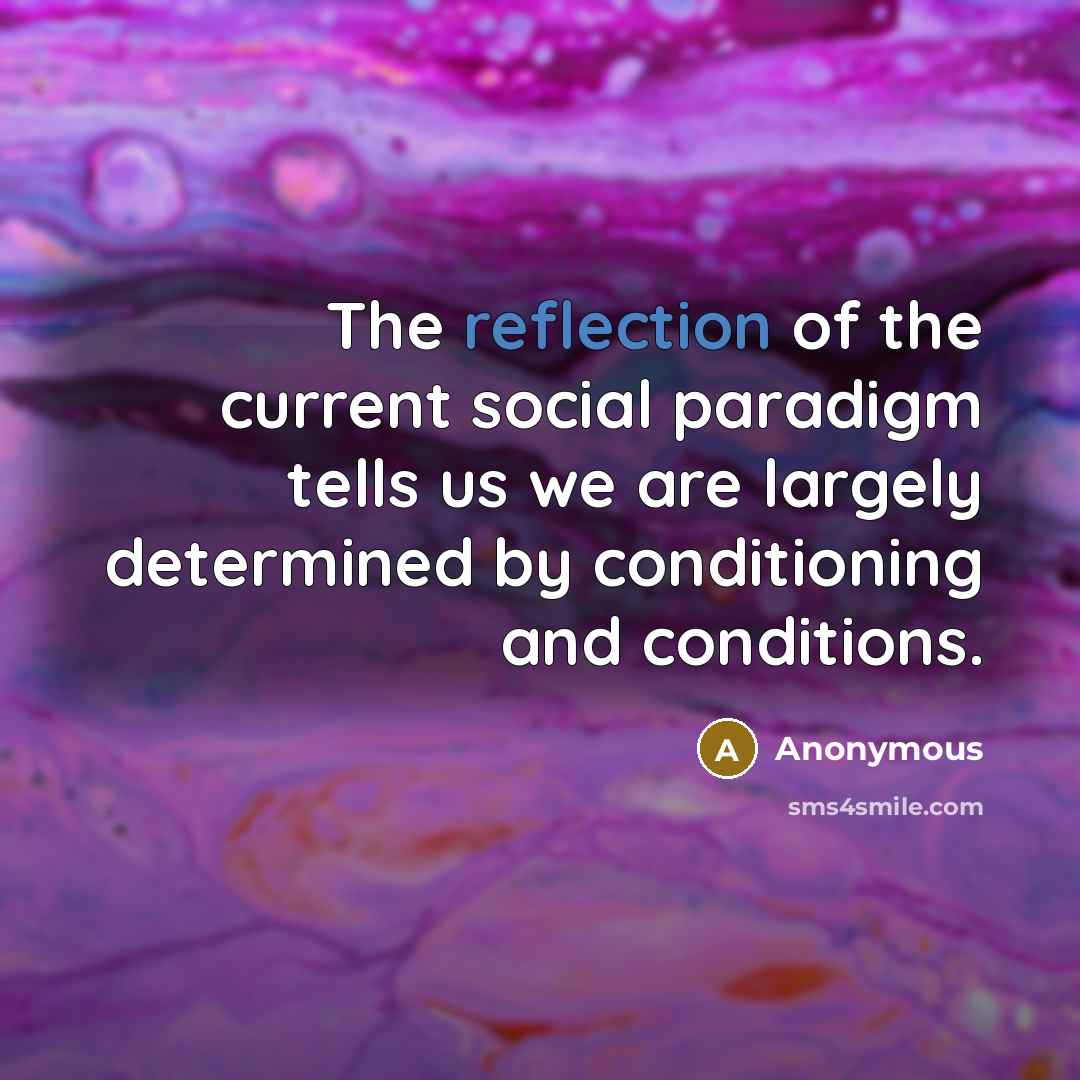 “The reflection of the current social paradigm tells us we…” quote by Anonymous
