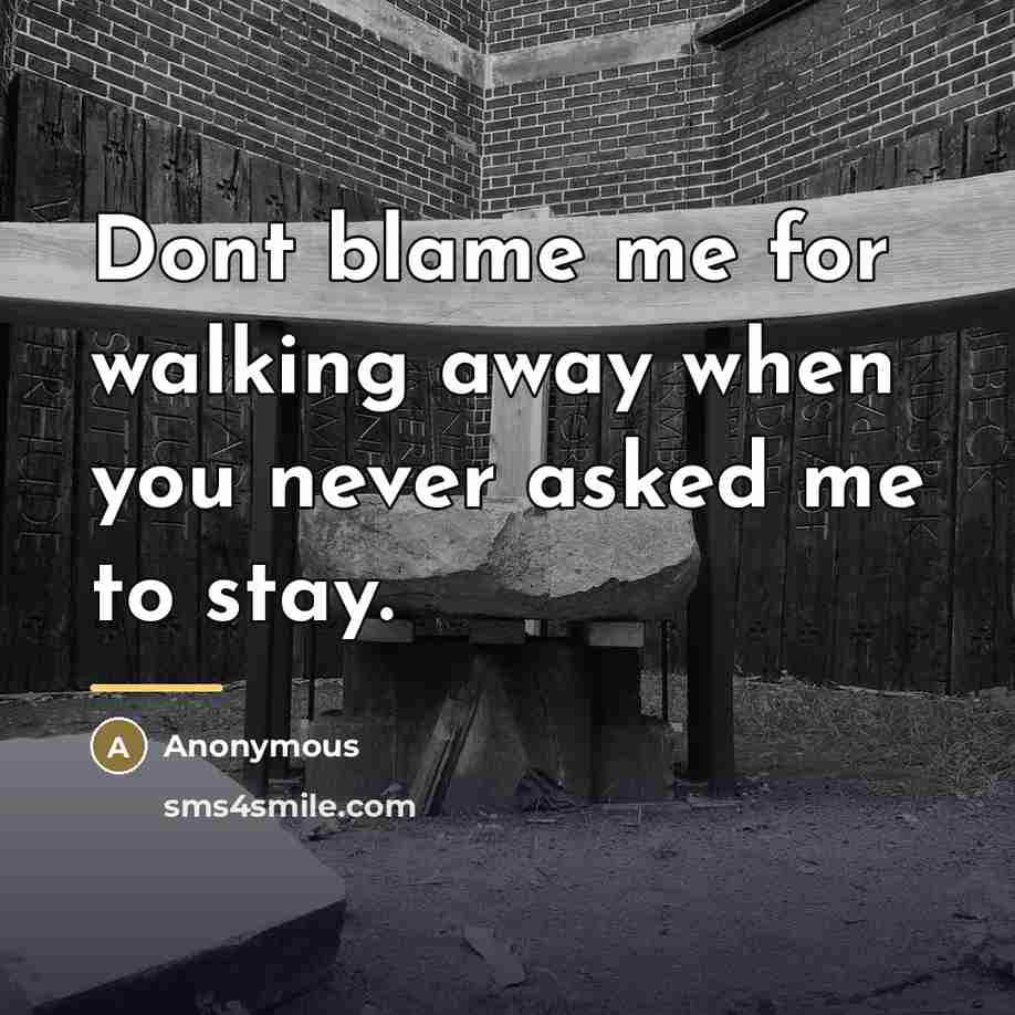 “Dont blame me for walking away when you never asked…” quote by Anonymous