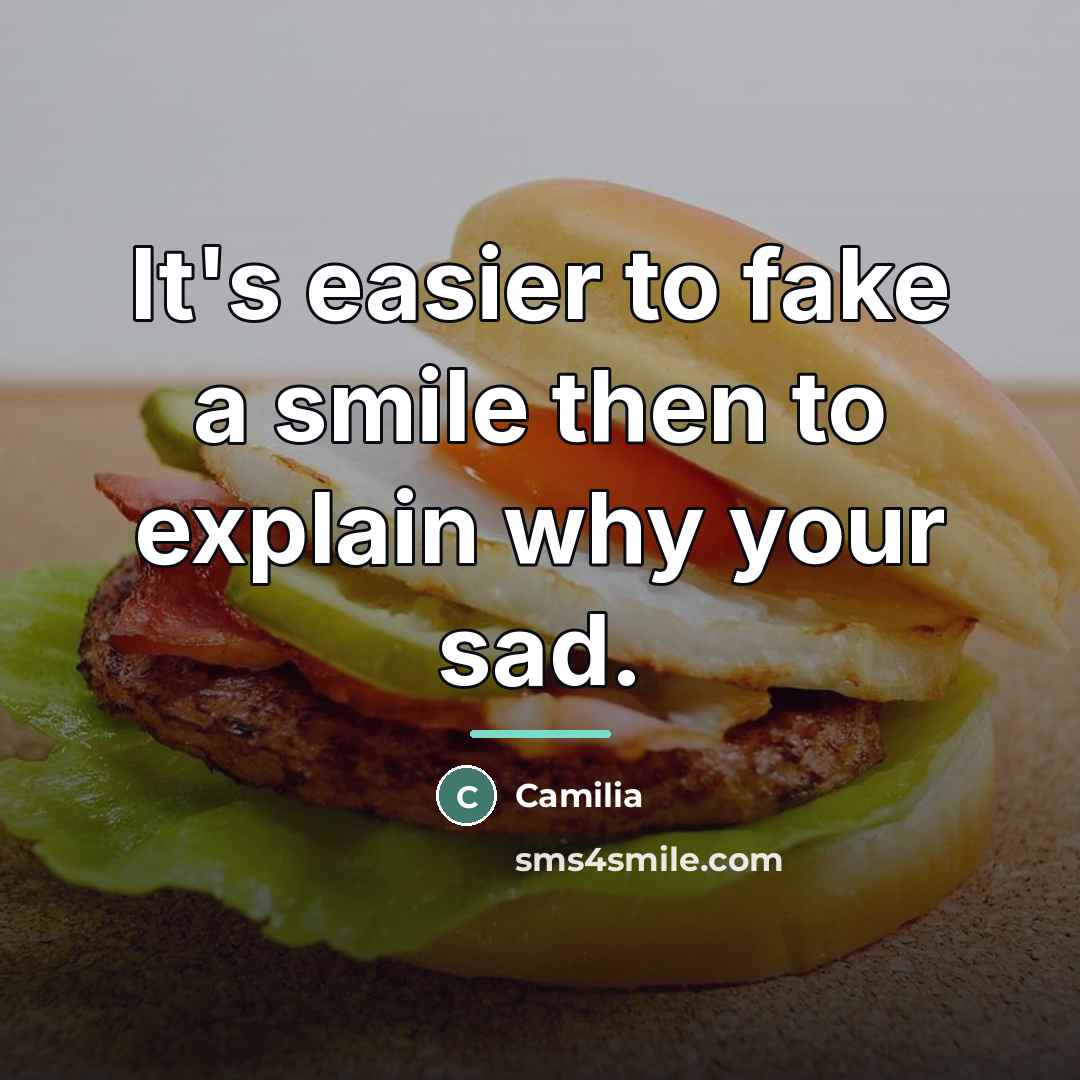 “It's easier to fake a smile then to explain why…” quote by Camilia