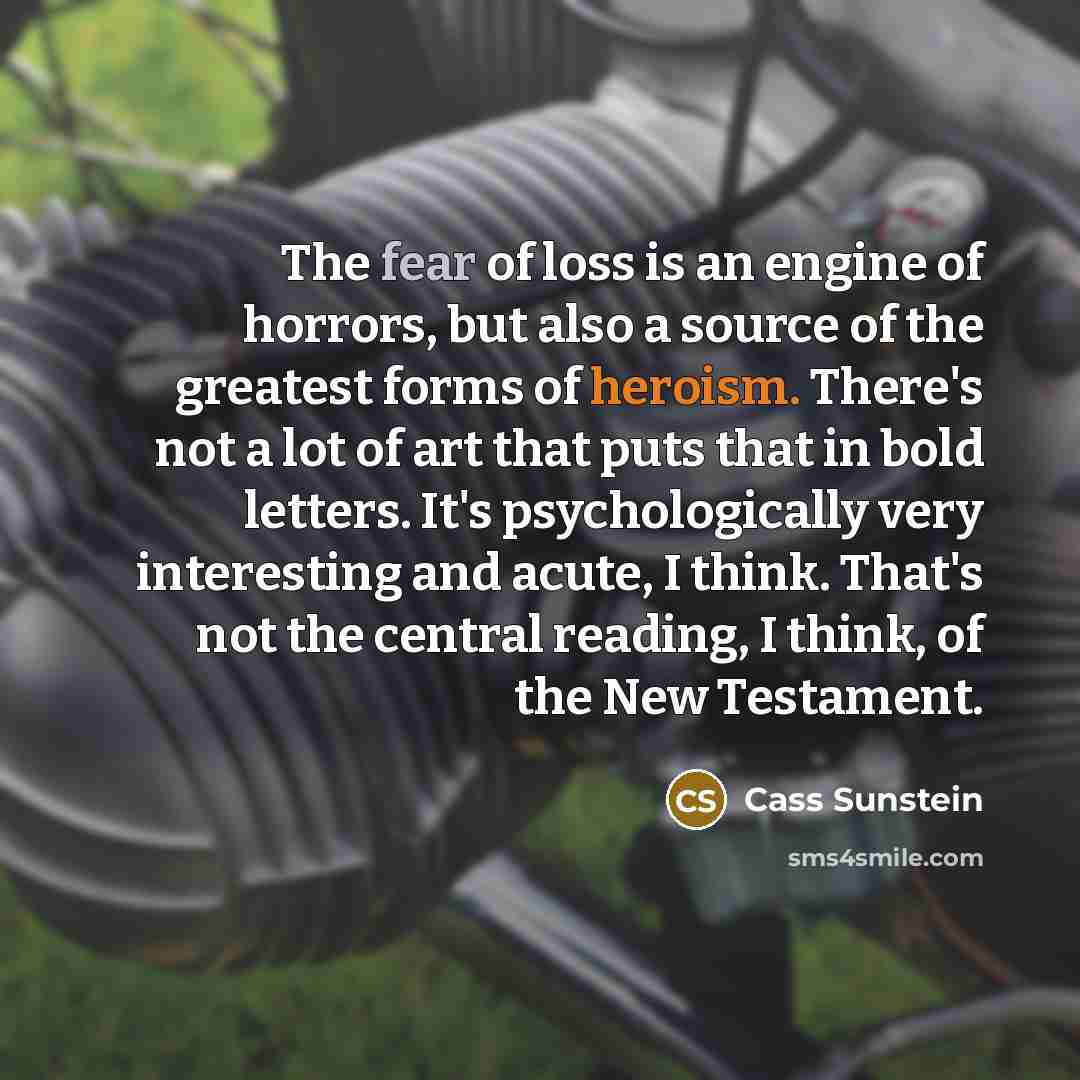 “The fear of loss is an engine of horrors, but…” quote by Cass Sunstein