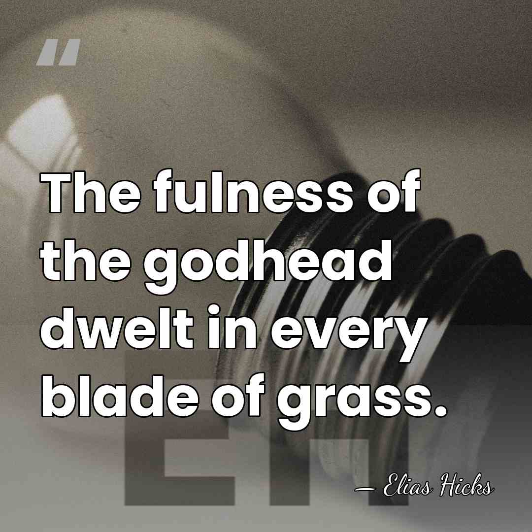 The fulness of the godhead dwelt in every blade of grass. - Elias Hicks