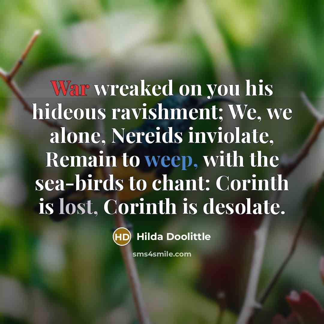 “War wreaked on you his hideous ravishment; We, we alone,…” quote by Hilda Doolittle