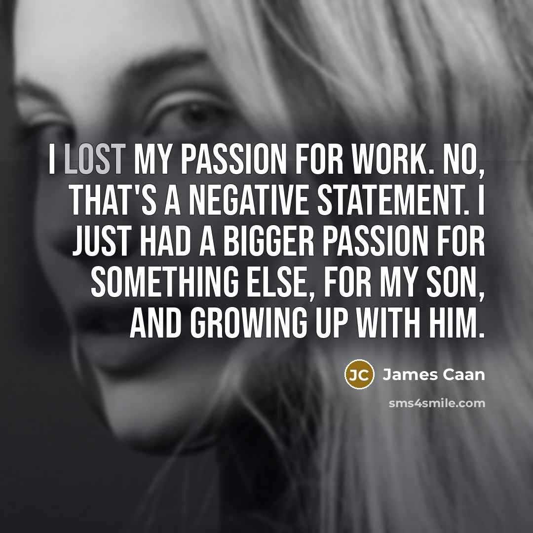 “I lost my passion for work. No, that's a negative…” quote by James Caan