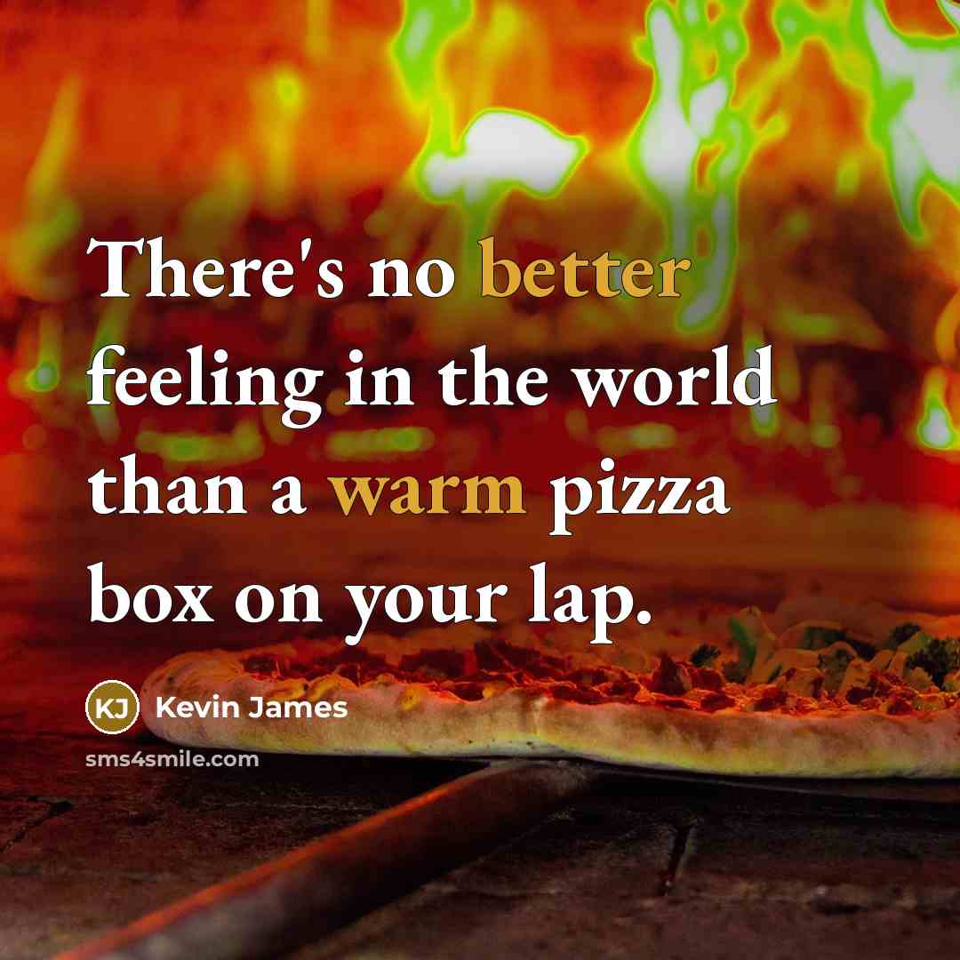 “There's no better feeling in the world than a warm pizza box on your lap.” quote by Kevin James