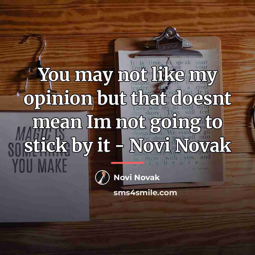 “You may not like my opinion but that doesnt mean…” quote by Novi Novak