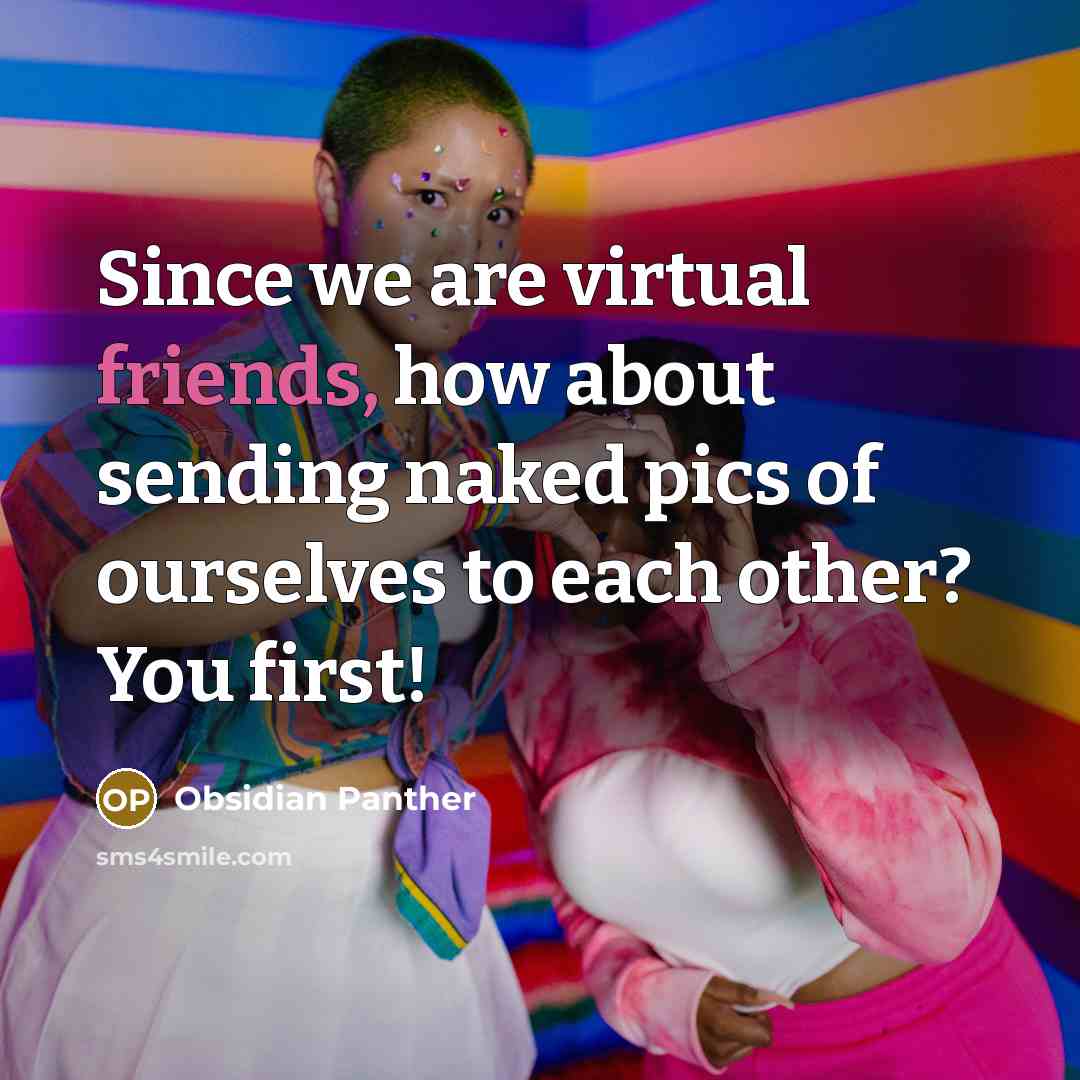 “Since we are virtual friends, how about sending naked pics…” quote by Obsidian Panther