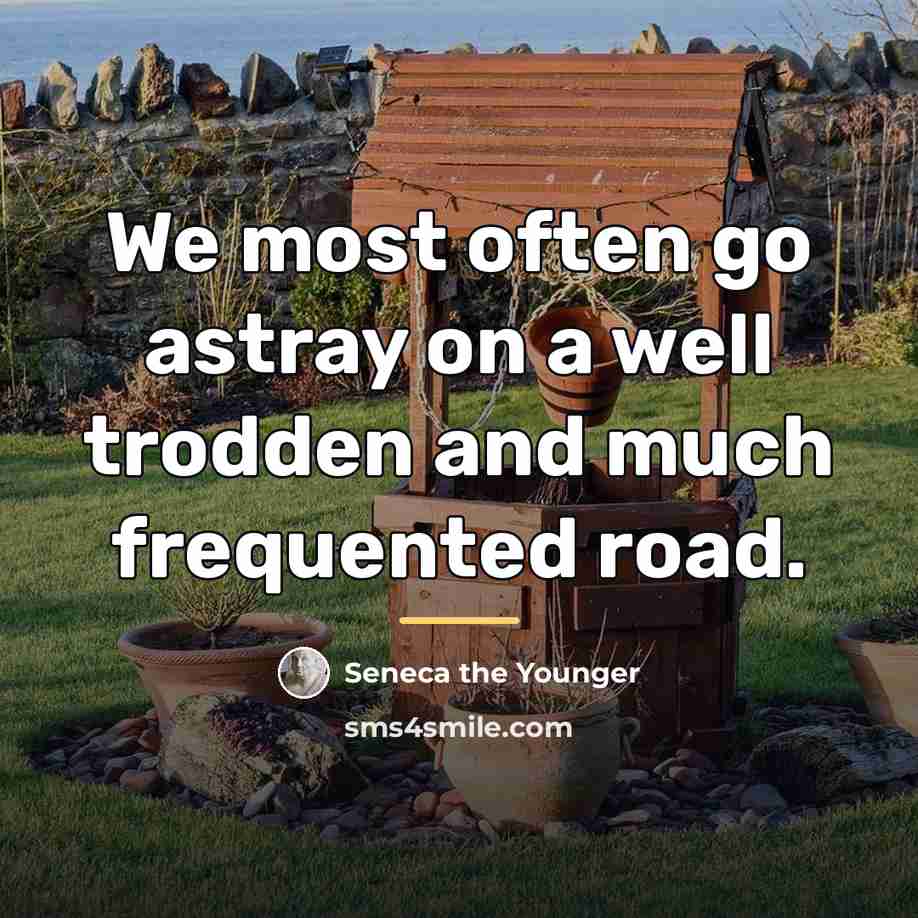 “We most often go astray on a well trodden and…” quote by Seneca the Younger