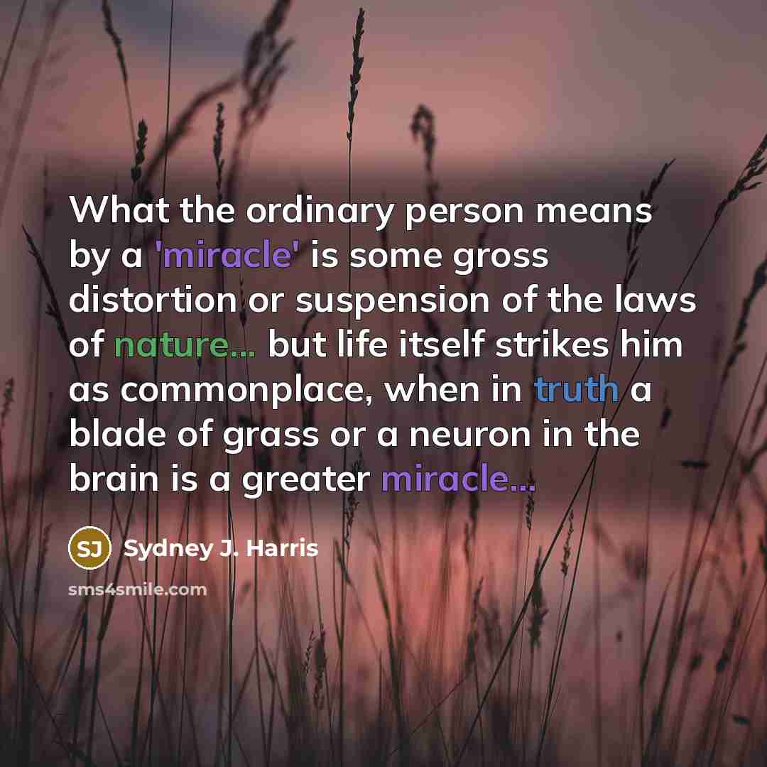 “What the ordinary person means by a 'miracle' is some…” quote by Sydney J. Harris