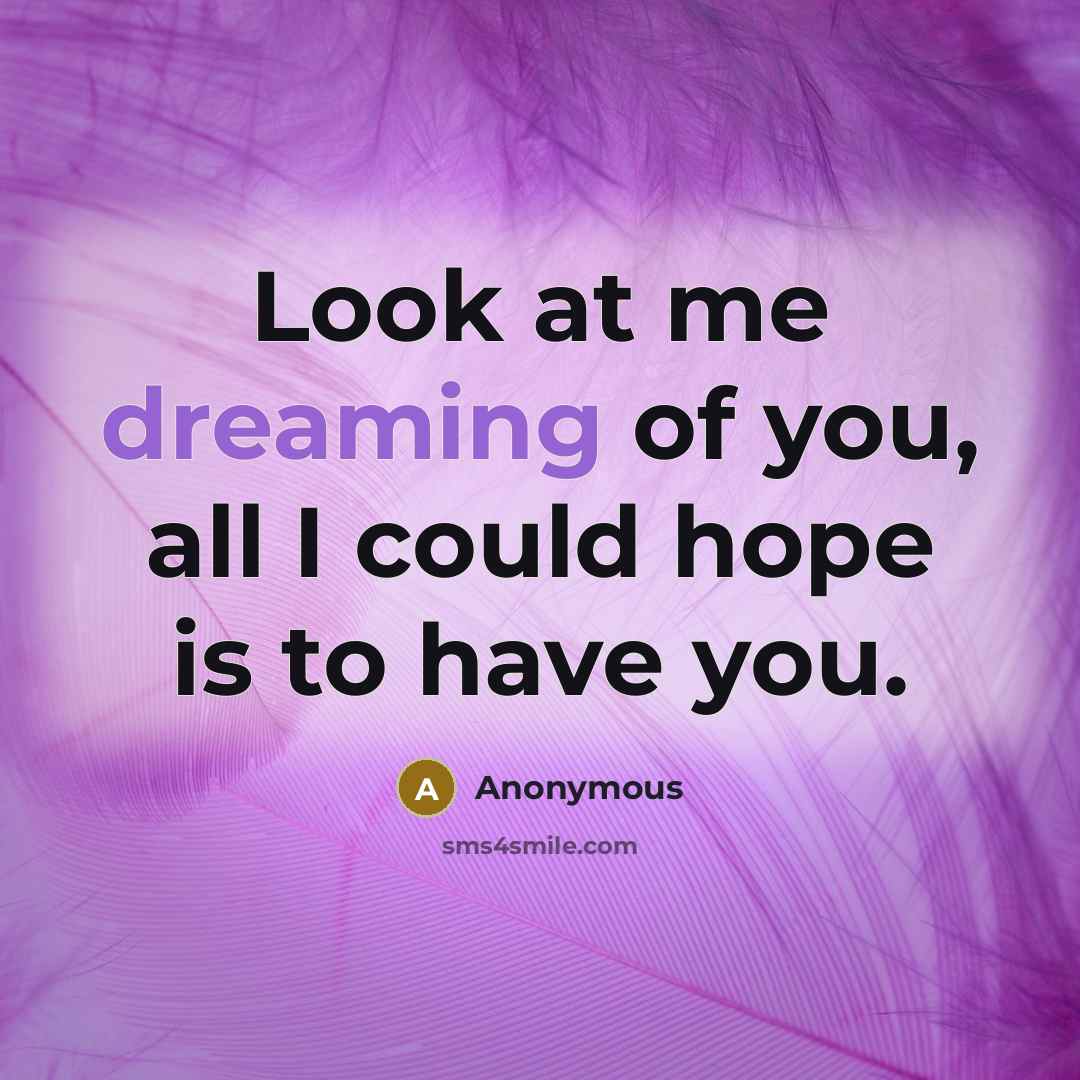 “Look at me dreaming of you, all I could hope…” quote by Anonymous