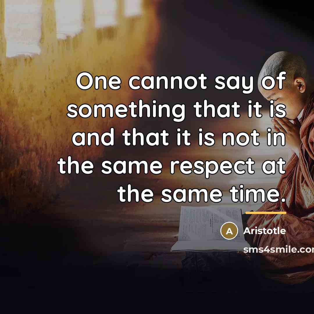 “One cannot say of something that it is and that…” quote by Aristotle