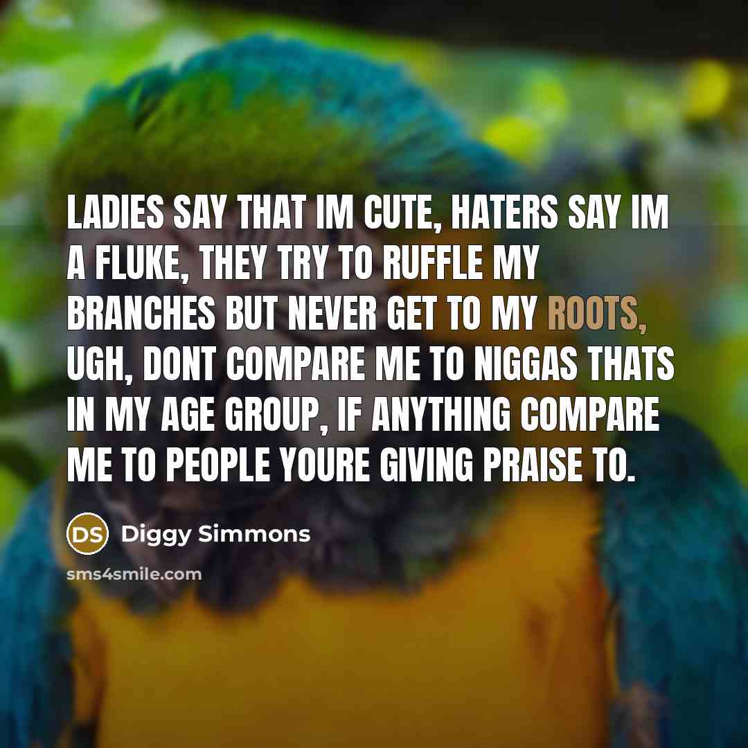“Ladies say that Im cute, haters say Im a fluke,…” quote by Diggy Simmons