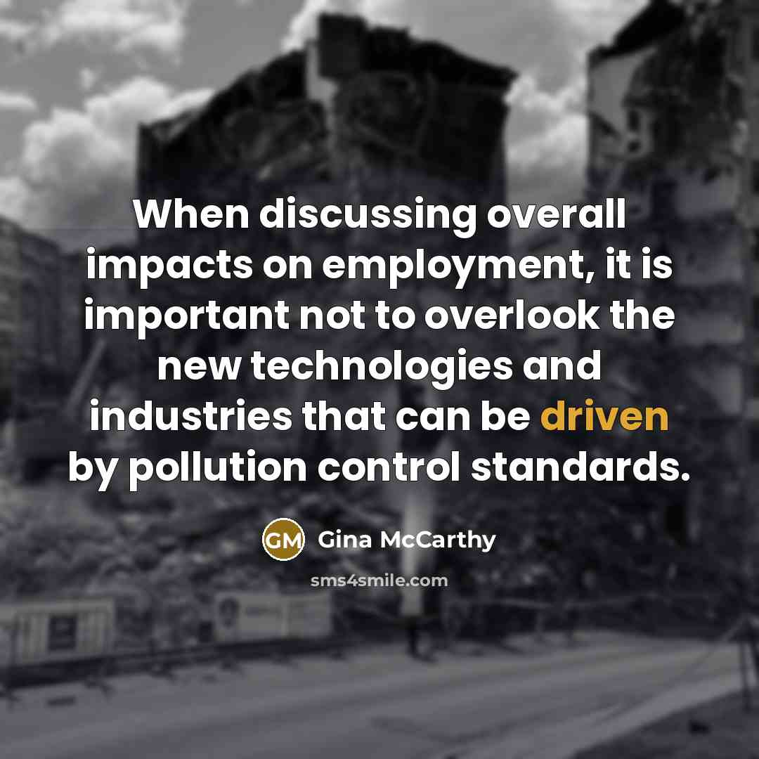 “When discussing overall impacts on employment, it is important not…” quote by Gina McCarthy