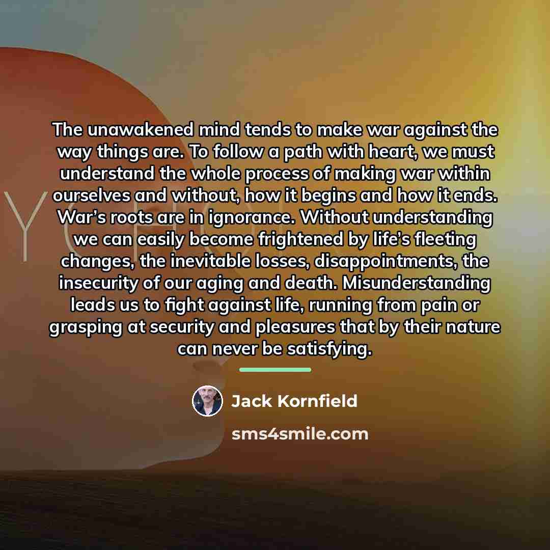 “The unawakened mind tends to make war against the way…” quote by Jack Kornfield