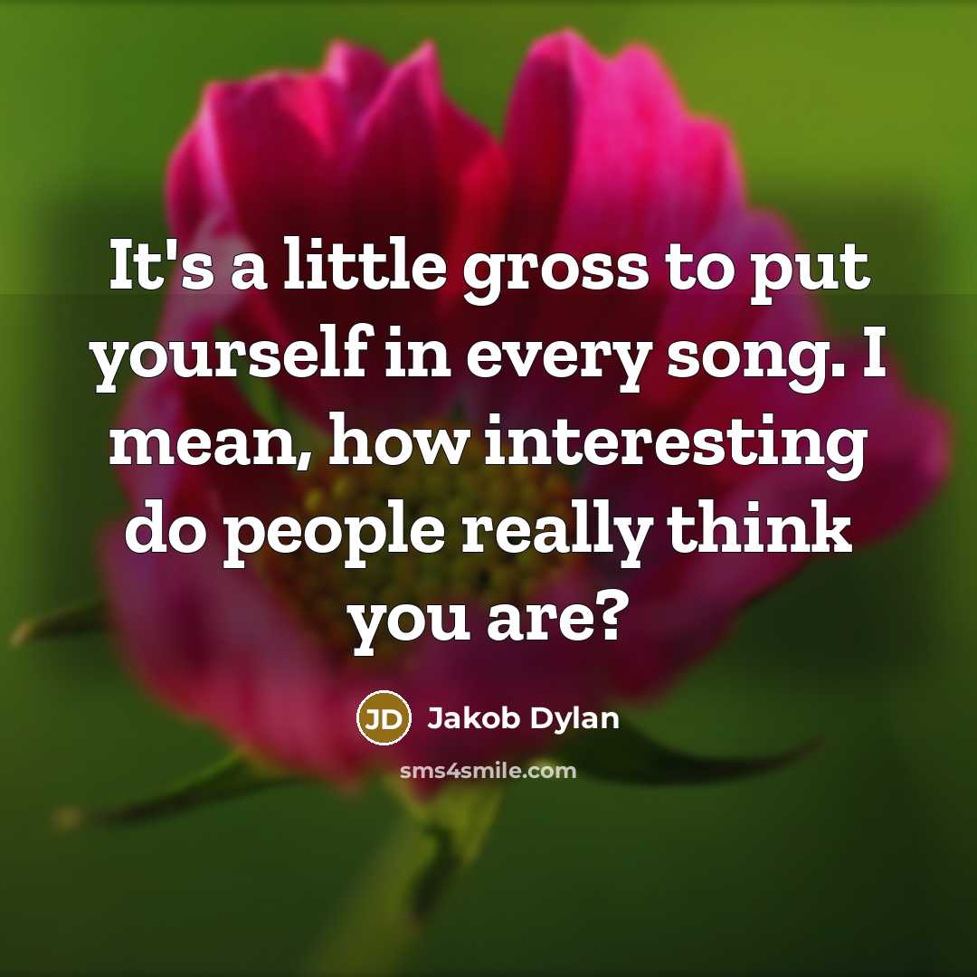 “It's a little gross to put yourself in every song.…” quote by Jakob Dylan