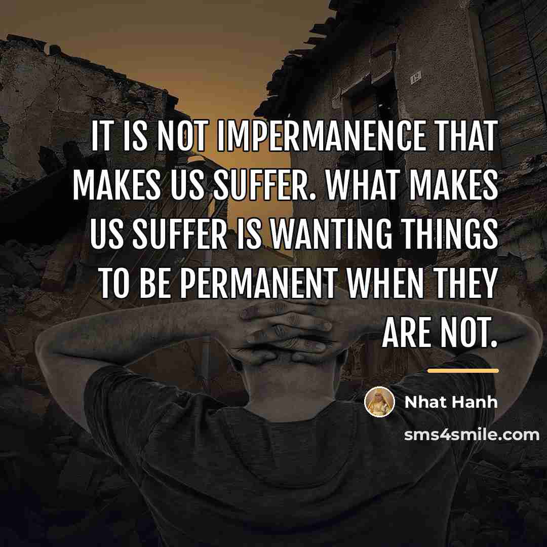 “It is not impermanence that makes us suffer. What makes…” quote by Nhat Hanh