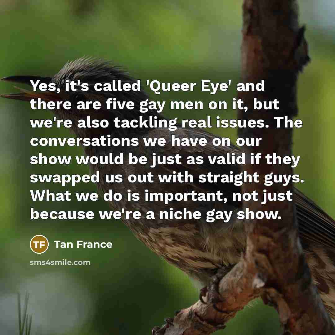 “Yes, it's called 'Queer Eye' and there are five gay…” quote by Tan France