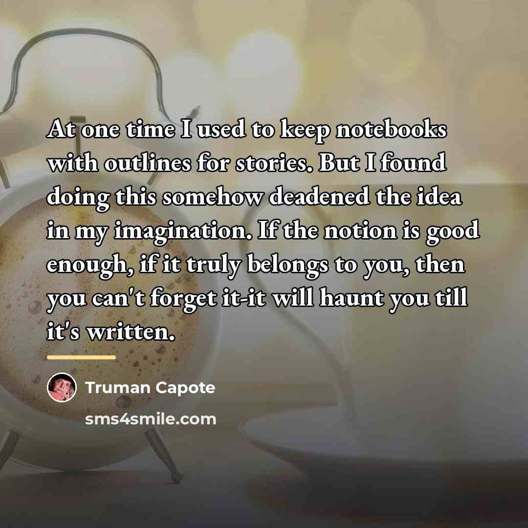 “At one time I used to keep notebooks with outlines…” quote by Truman Capote